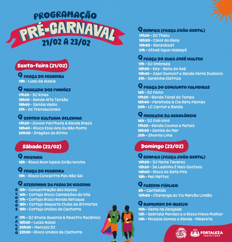 banner com a programação do pré-carnaval